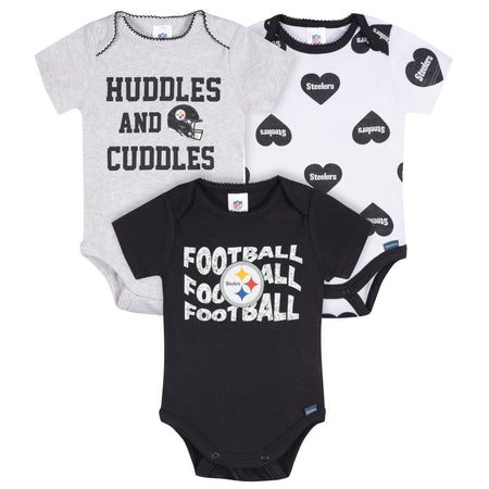 3-Pack Baby Girls Pittsburgh Steelers Short Sleeve Bodysuits