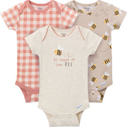 3-Pack Baby Girls Sweet Little Bee Short Sleeve Onesies® Bodysuits Onesies Bodysuits Gerber® 