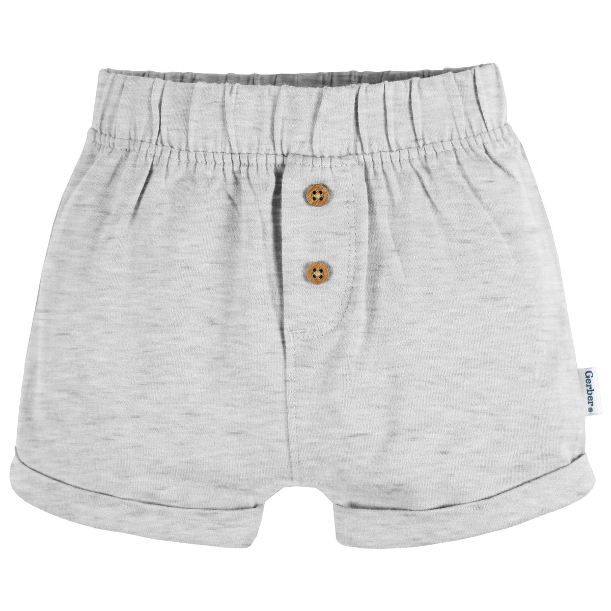 3-Pack Baby Neutral Green/Lt Grey Heather/Stripe Knit Short