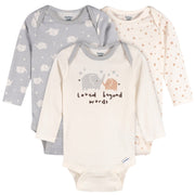 3-Pack Baby Neutral Elephant Love Long Sleeve Onesies® Bodysuits onesies Gerber® 