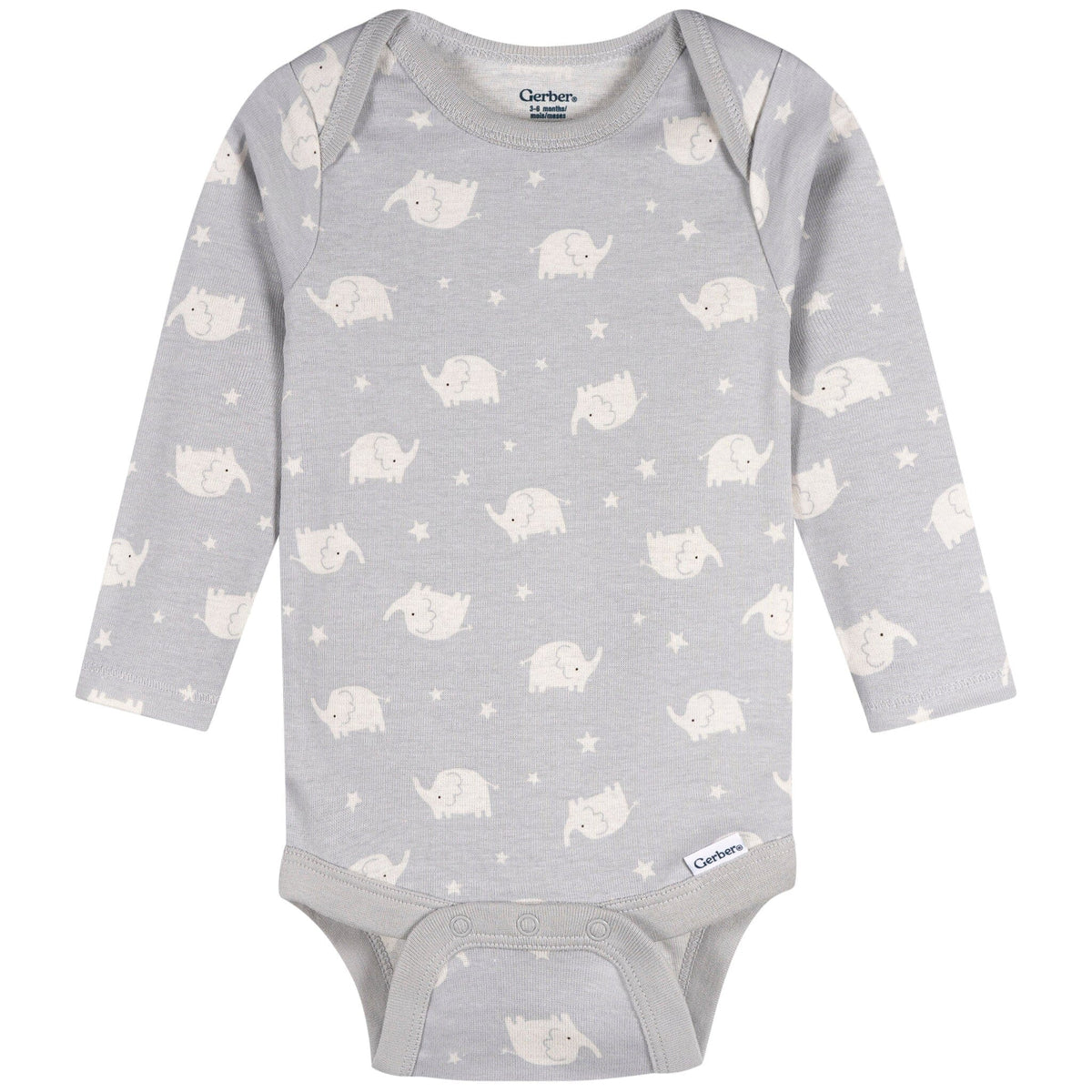 3-Pack Baby Neutral Elephant Love Long Sleeve Onesies® Bodysuits onesies Gerber® 