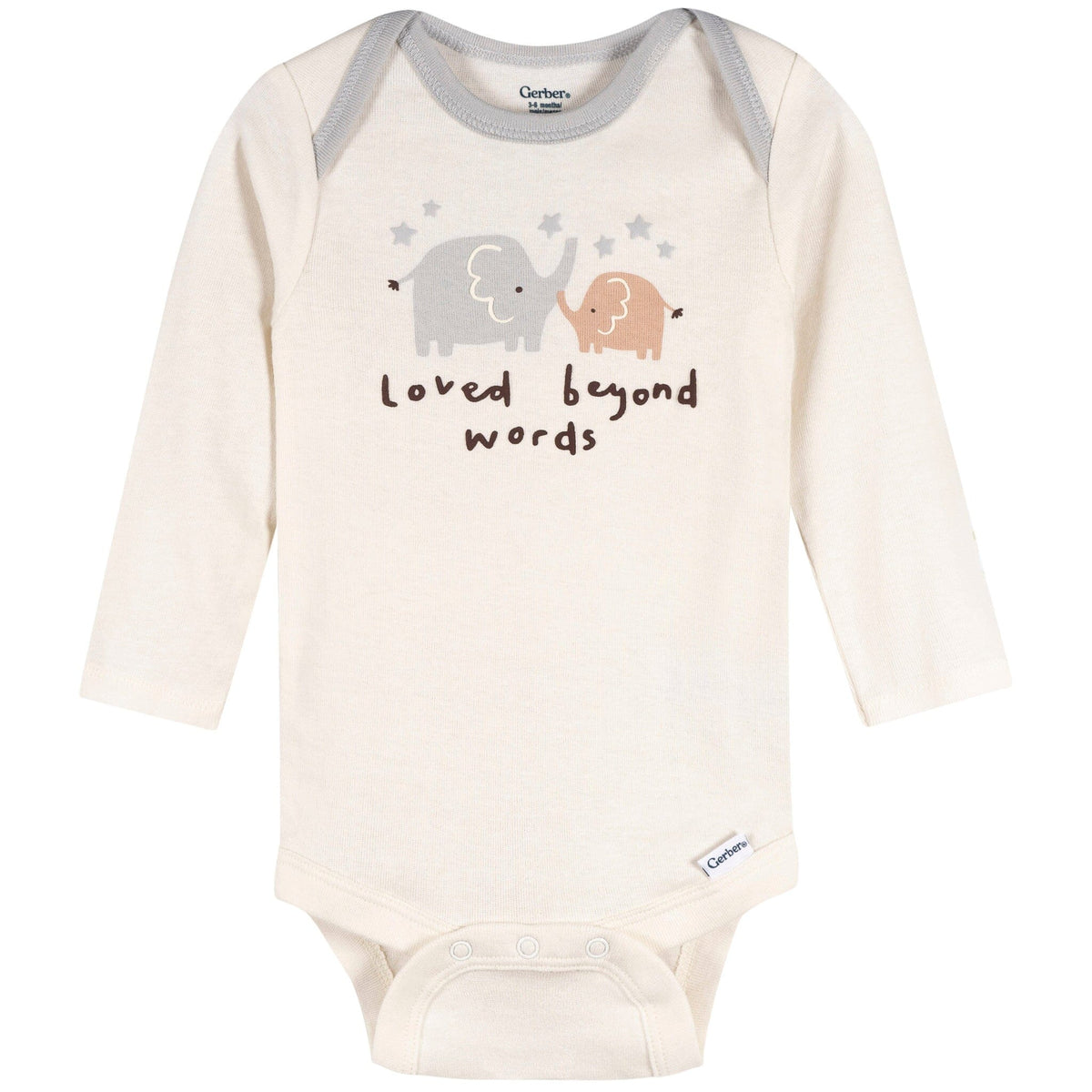 3-Pack Baby Neutral Elephant Love Long Sleeve Onesies® Bodysuits onesies Gerber® 