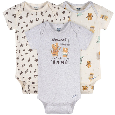 3-Pack Baby Neutral Newest Band Member Short Sleeve Onesies® Bodysuits