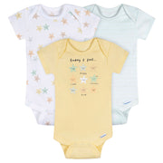 3-Pack Baby Neutral Starry Smiles Short Sleeve Onesies® Bodysuits Onesies Bodysuits Gerber® 