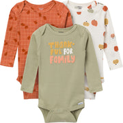 3-Pack Baby Neutral Thankful Long Sleeve Onesies® Bodysuits Onesies Bodysuits Gerber® 