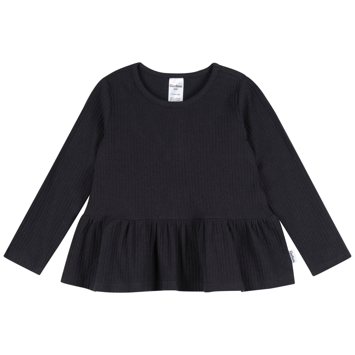 3-Pack Infant & Toddler Girls Black/White/Grey Long Sleeve Shirts Tops Gerber® 