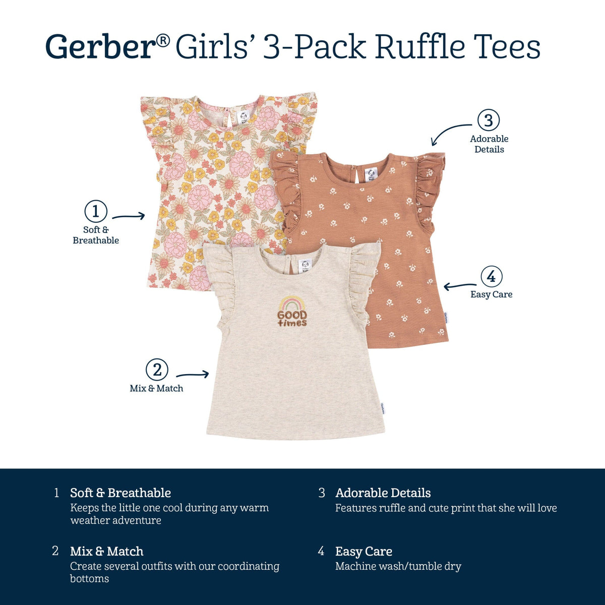 3-Pack Infant and Toddler Girls Good Times T-Shirts