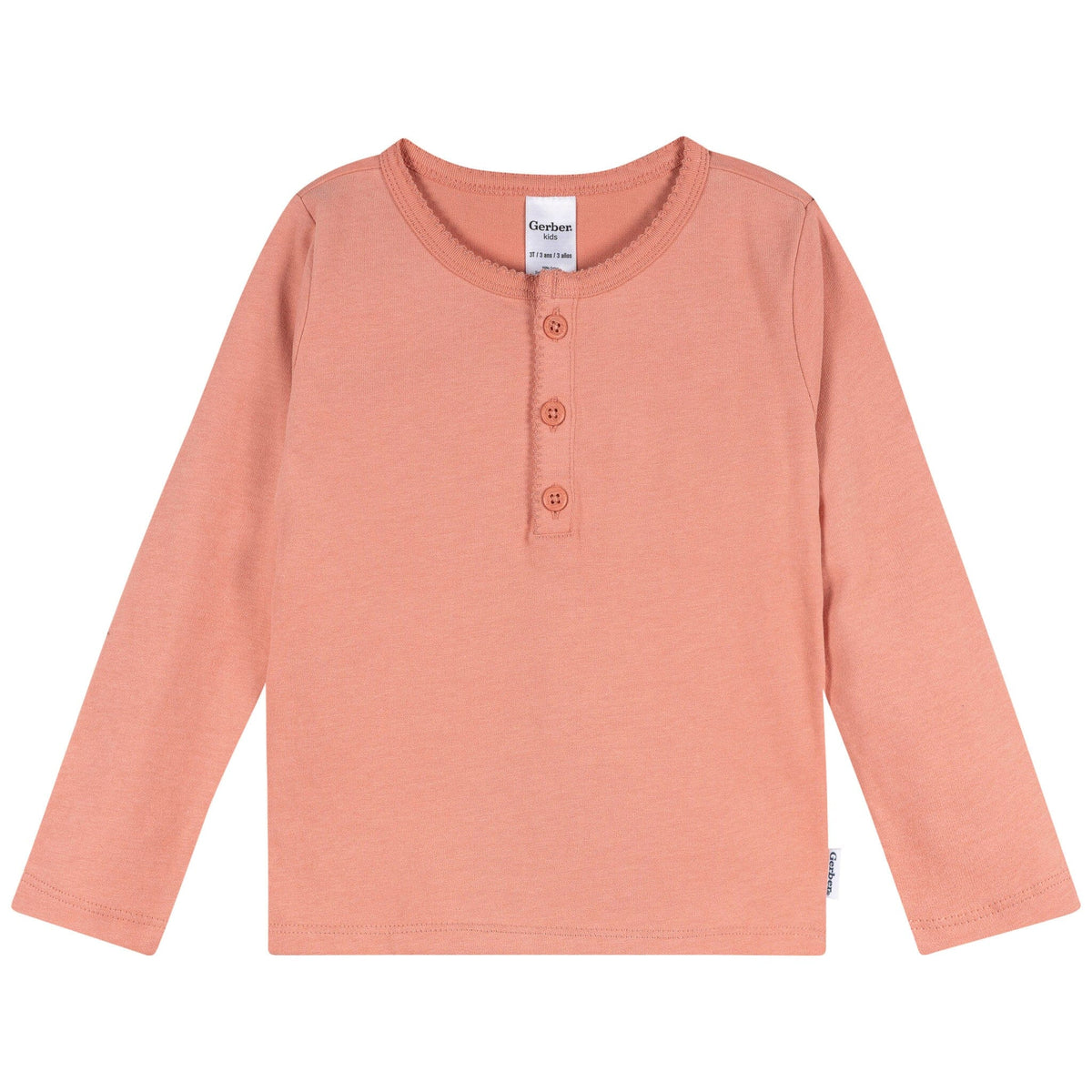 3-Pack Infant & Toddler Girls Green/Pink/Coral Long Sleeve Shirts Tops Gerber® 