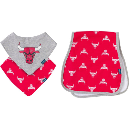 3-Piece Baby Neutral Chicago Bulls Bandana Bib and Burp Cloth Set