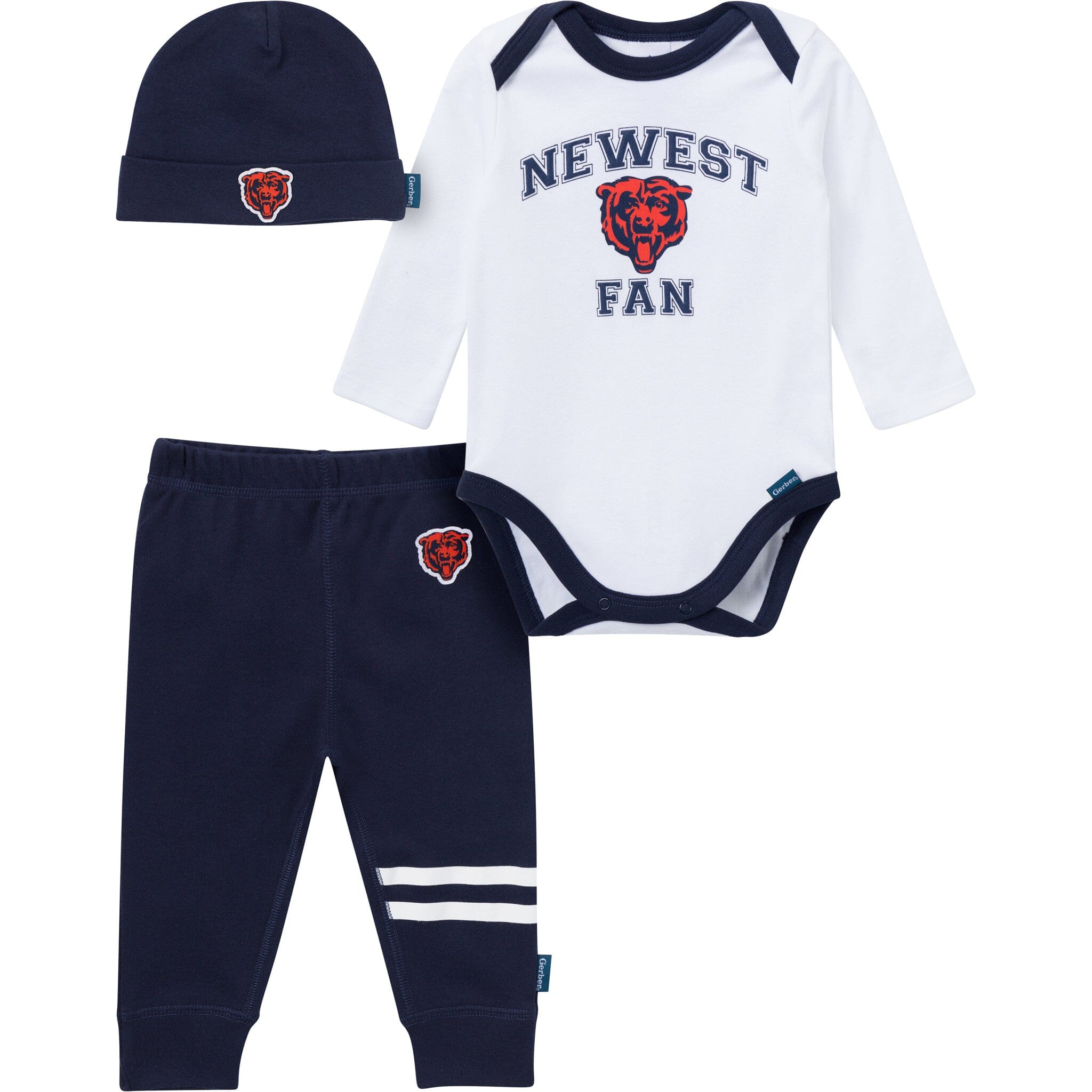 3-Piece Baby Boys Chicago Bears Bodysuit, Active Pant and Cap Outfits & Sets NFL 