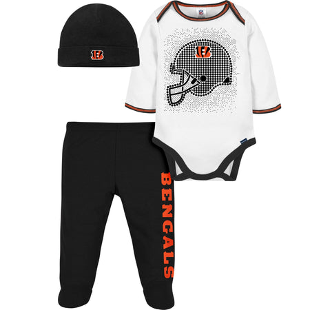 3-Piece Baby Boys Cincinnati Bengals Bodysuit, Footed Pant, & Cap Set