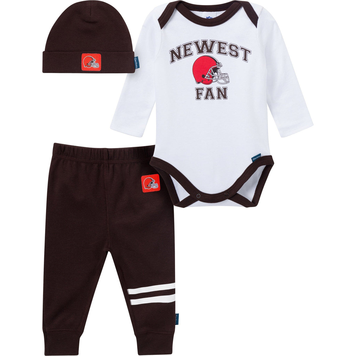 3-Piece Baby Boys Cleveland Browns Bodysuit, Active Pant and Cap Outfits & Sets NFL 