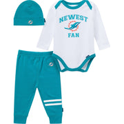 3-Piece Baby Boys Miami Dolphins Bodysuit, Active Pant and Cap Outfits & Sets NFL 