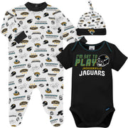 3-Piece Baby Boys Jaguars Bodysuit, Sleep 'N Play & Cap Set
