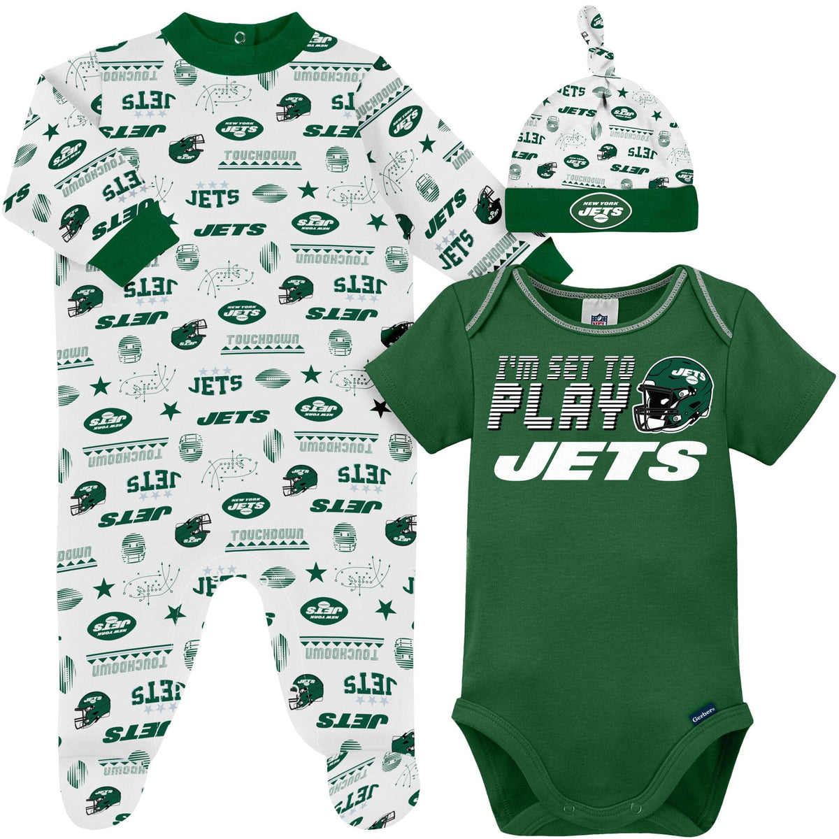 3-Piece Baby Boys Jets Bodysuit, Sleep 'N Play & Cap Set