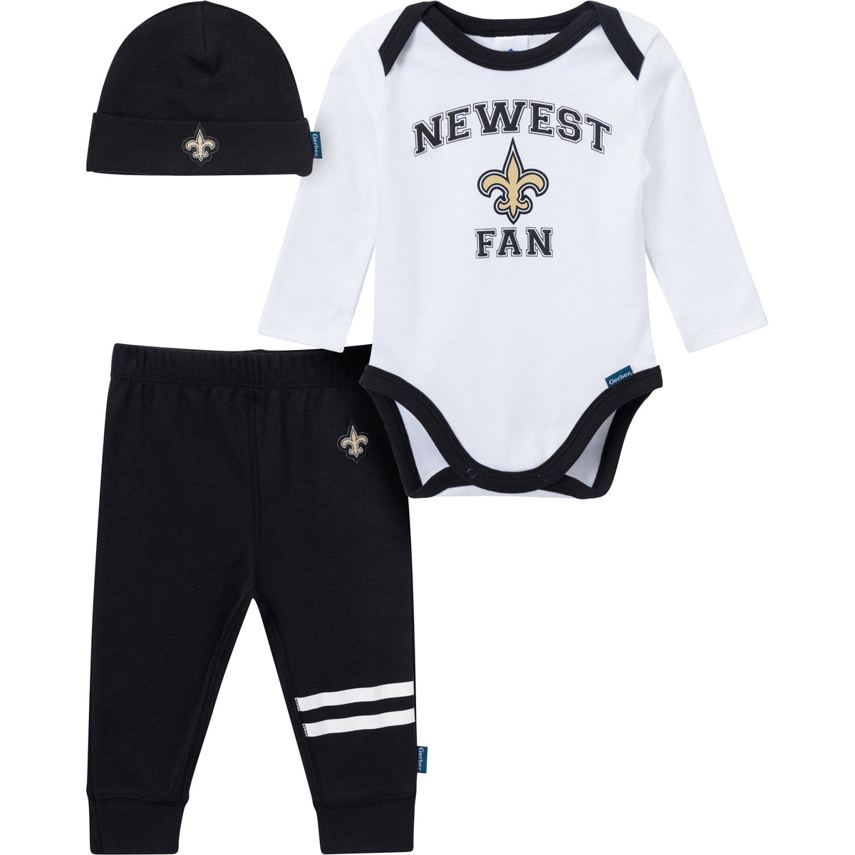 3-Piece Baby Boys New Orleans Saints Bodysuit, Active Pant and Cap Outfits & Sets NFL 