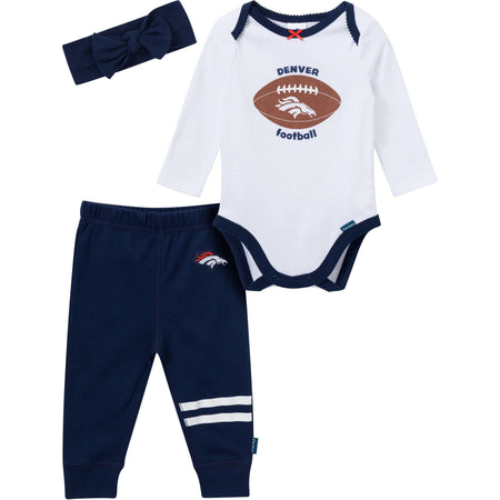 3-Piece Baby Girls Denver Broncos Bodysuit, Pants & Headband Set