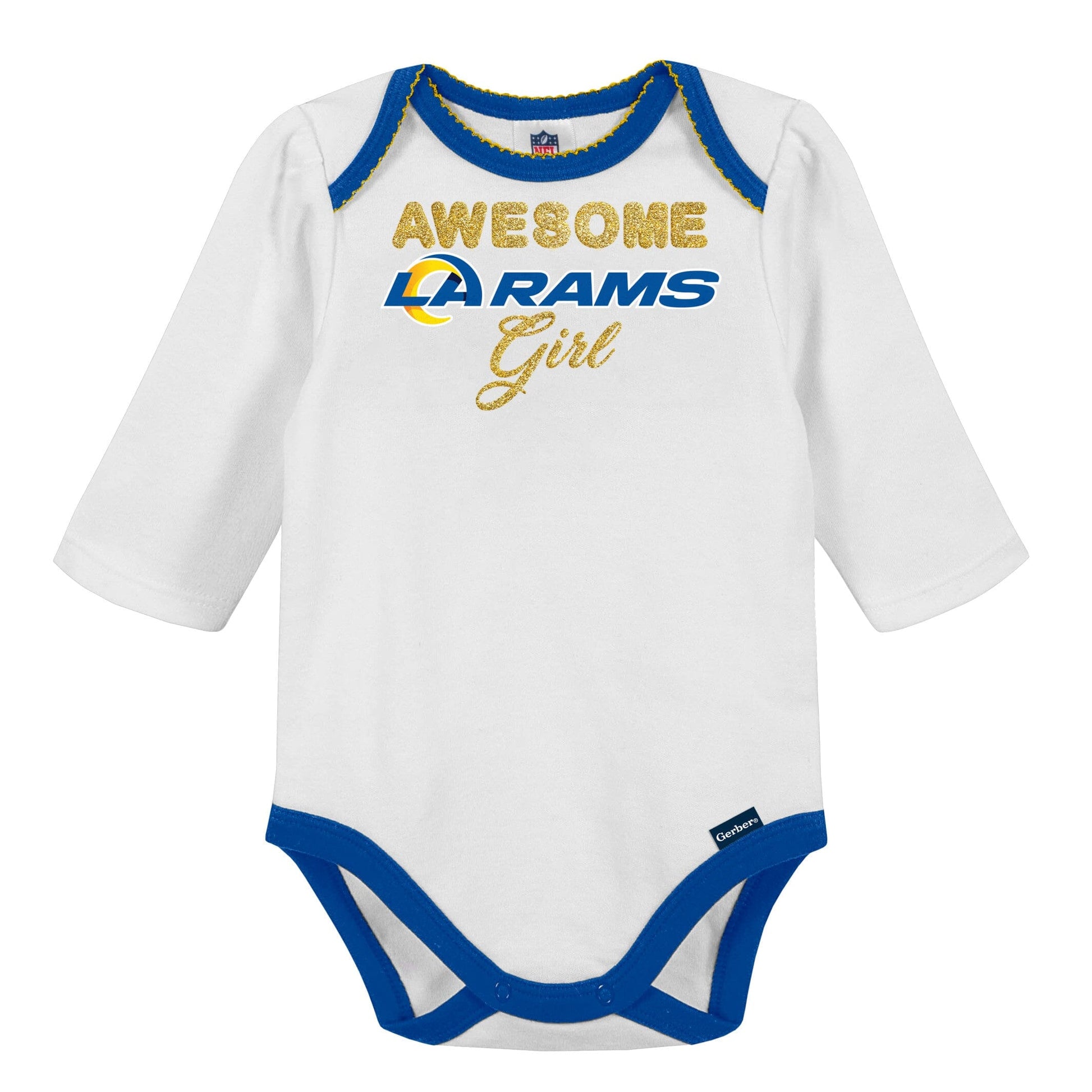 3-Piece Baby Girls Rams Bodysuit, Footed Pant, & Cap Set