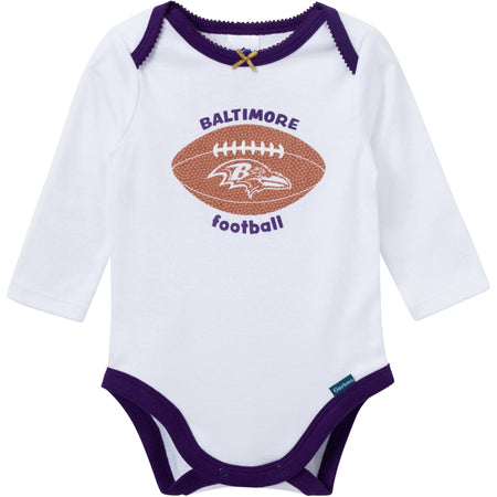 3-Piece Baby Girls Baltimore Ravens Bodysuit, Pants & Headband Set