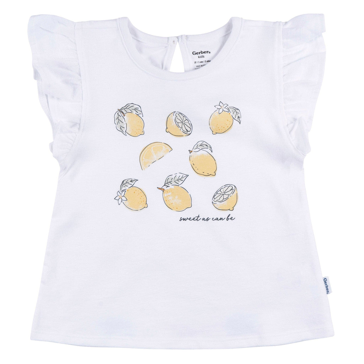 3-Piece Infant & Toddler Girls Yellow Lemons Shirt and Shorts Set