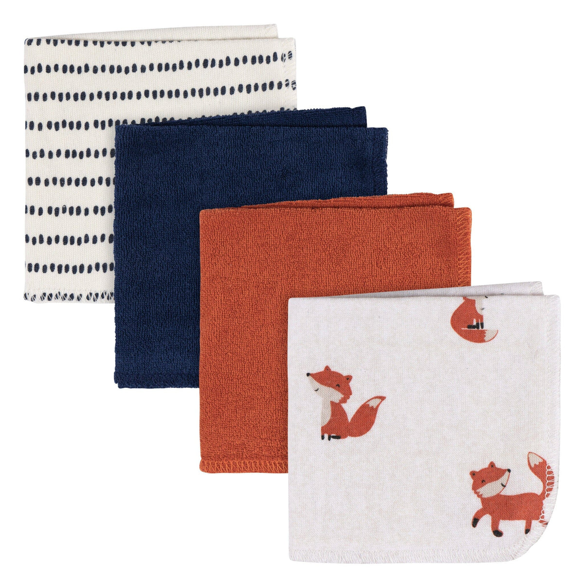 4-Pack Baby Boys Fox Terry Washcloths Bath Gerber® 