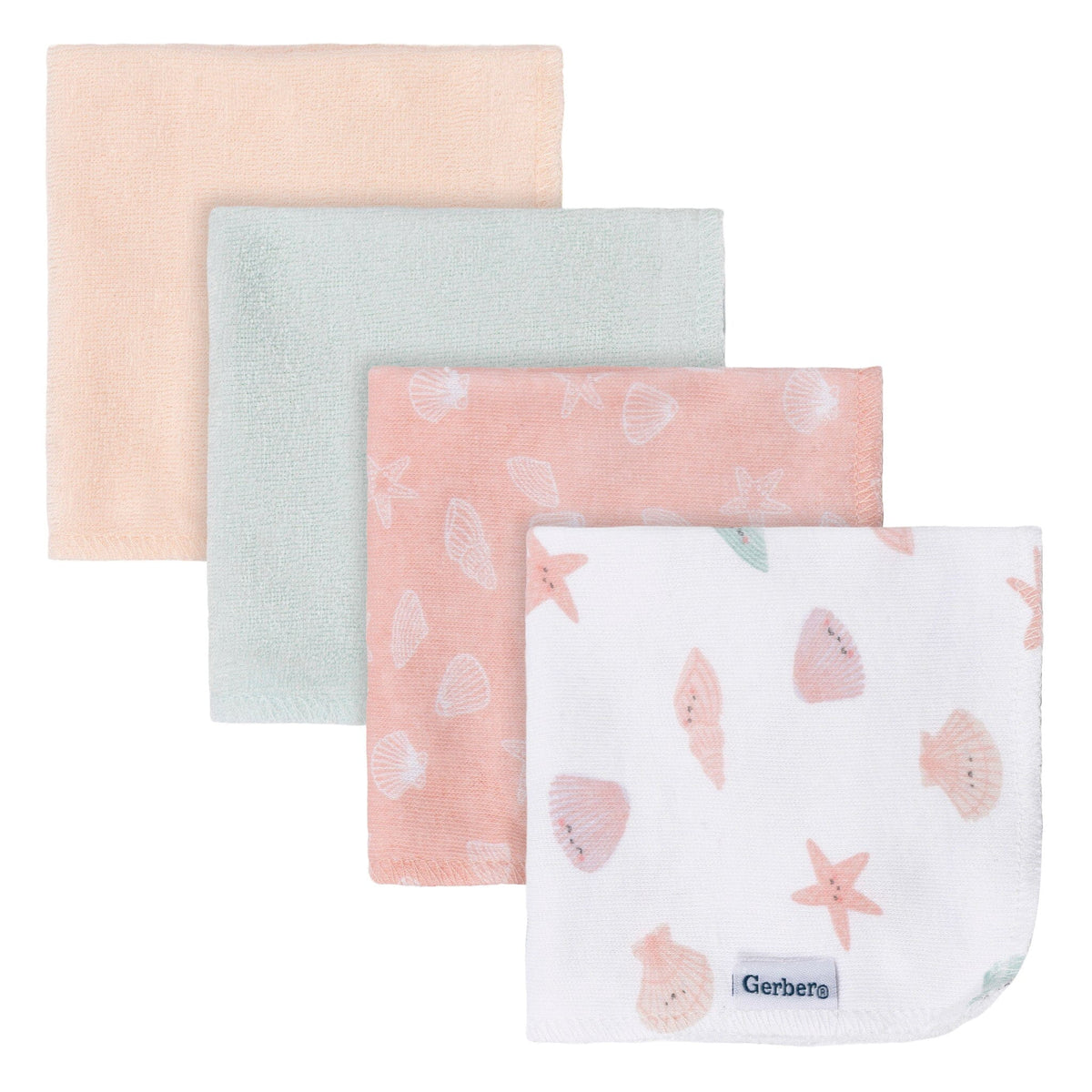4-Pack Baby Girls She Sells Sea Shells Terry Washcloths Bath Gerber® 