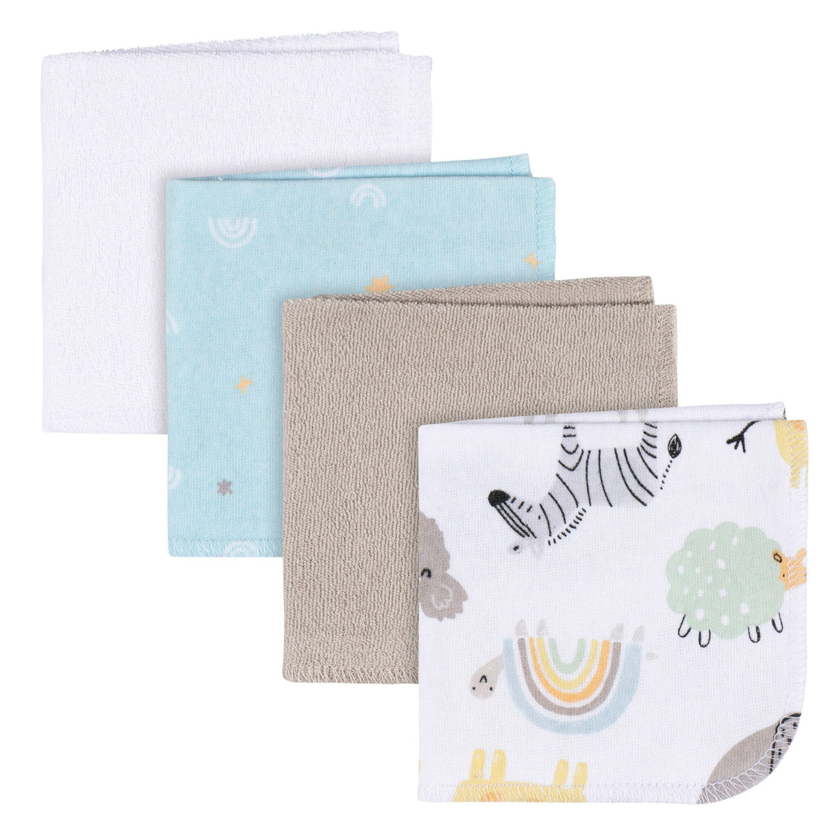 4-Pack Baby Neutral Little Animals Terry Washcloths Bath Gerber® 