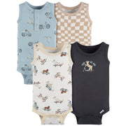 4-Pack Baby Boys Blue Bike Sleeveless Onesies® Bodysuits