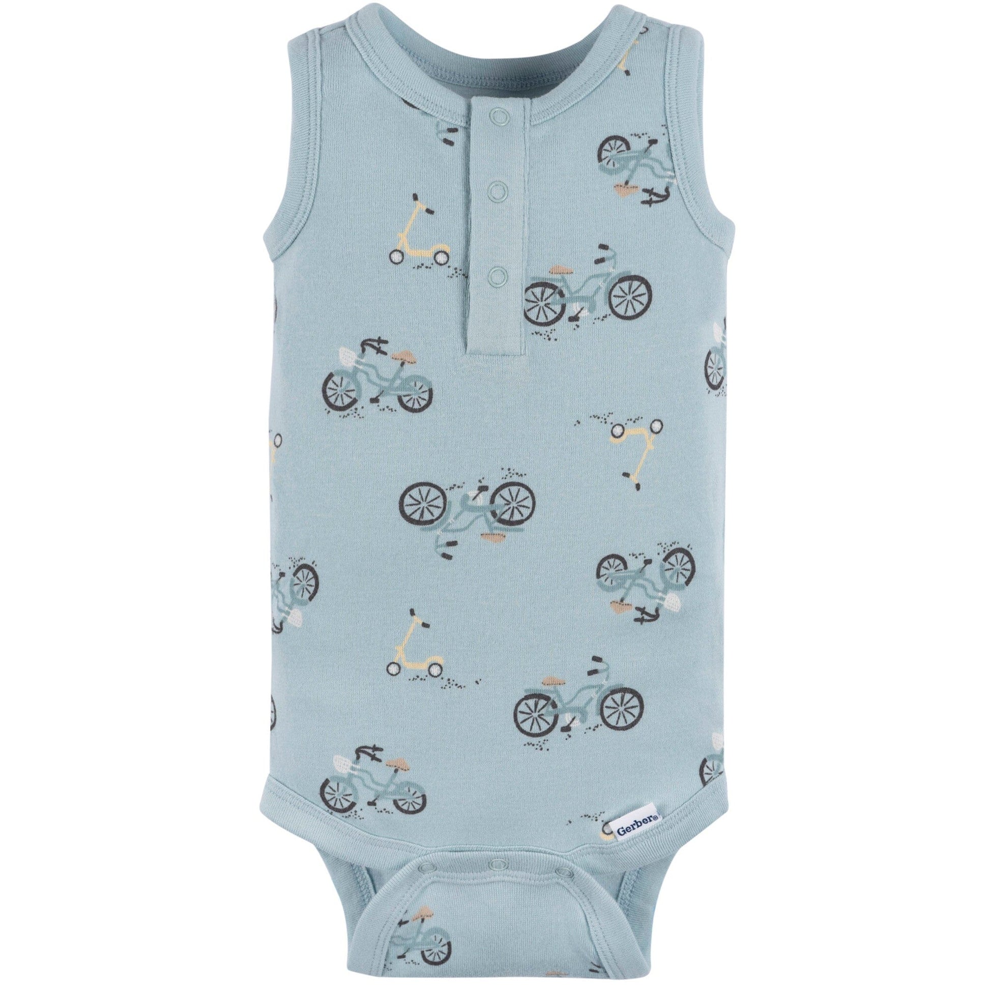 4-Pack Baby Boys Blue Bike Sleeveless Onesies® Bodysuits