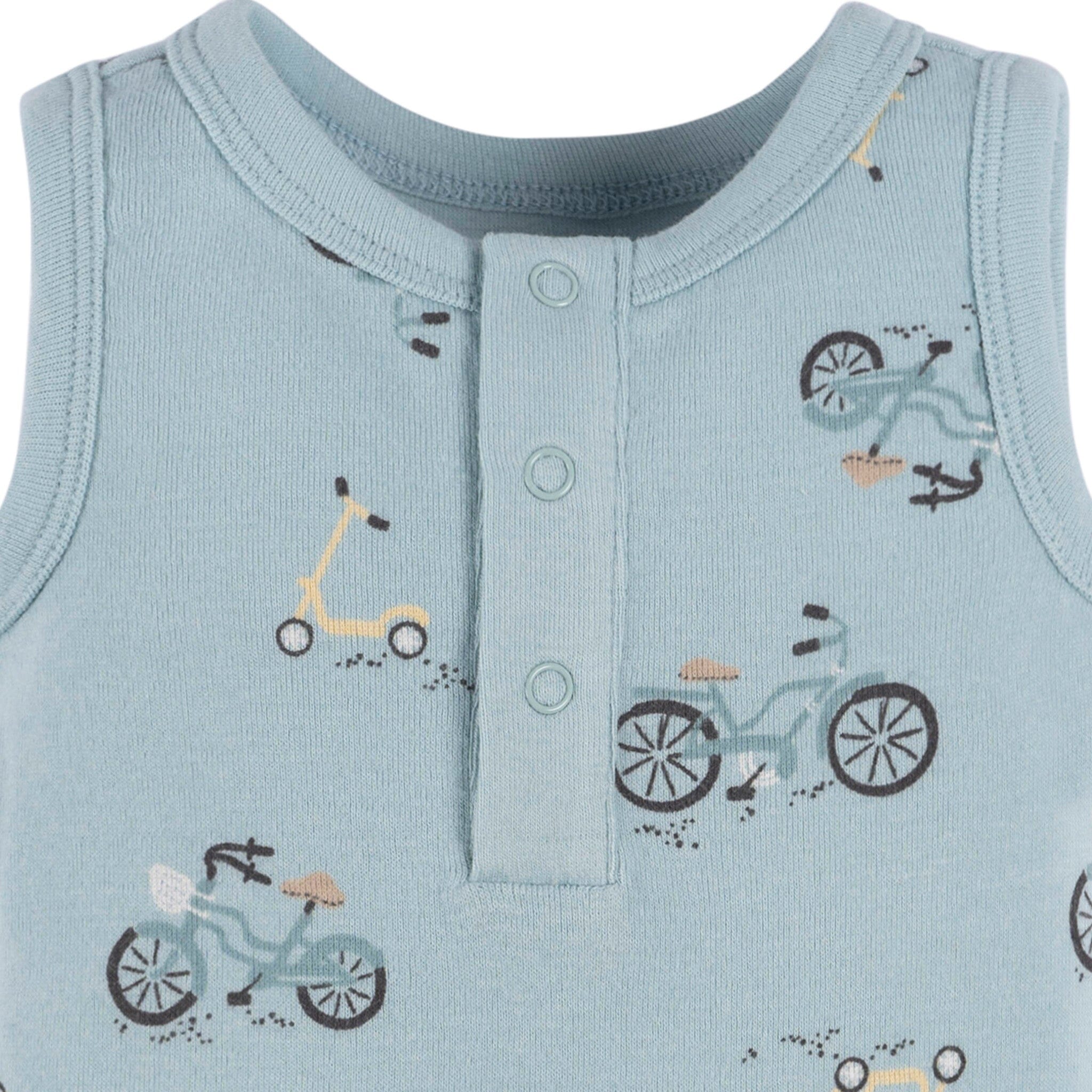 4-Pack Baby Boys Blue Bike Sleeveless Onesies® Bodysuits