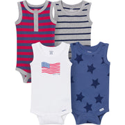 4-Pack Baby Boys Stars & Stripes Sleeveless Bodysuits onesies Gerber® 
