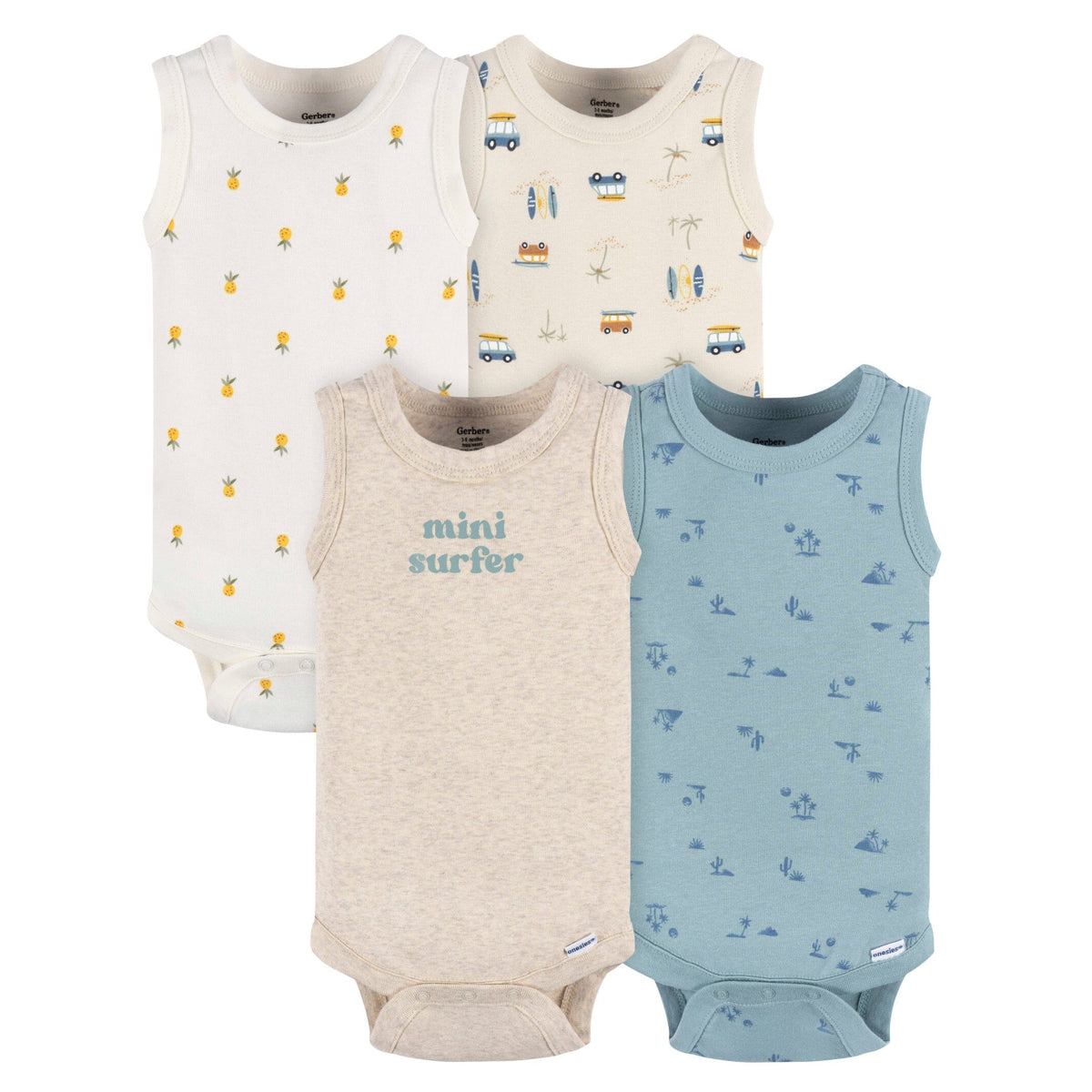 4-Pack Baby Boys Surfer Onesies® Bodysuits