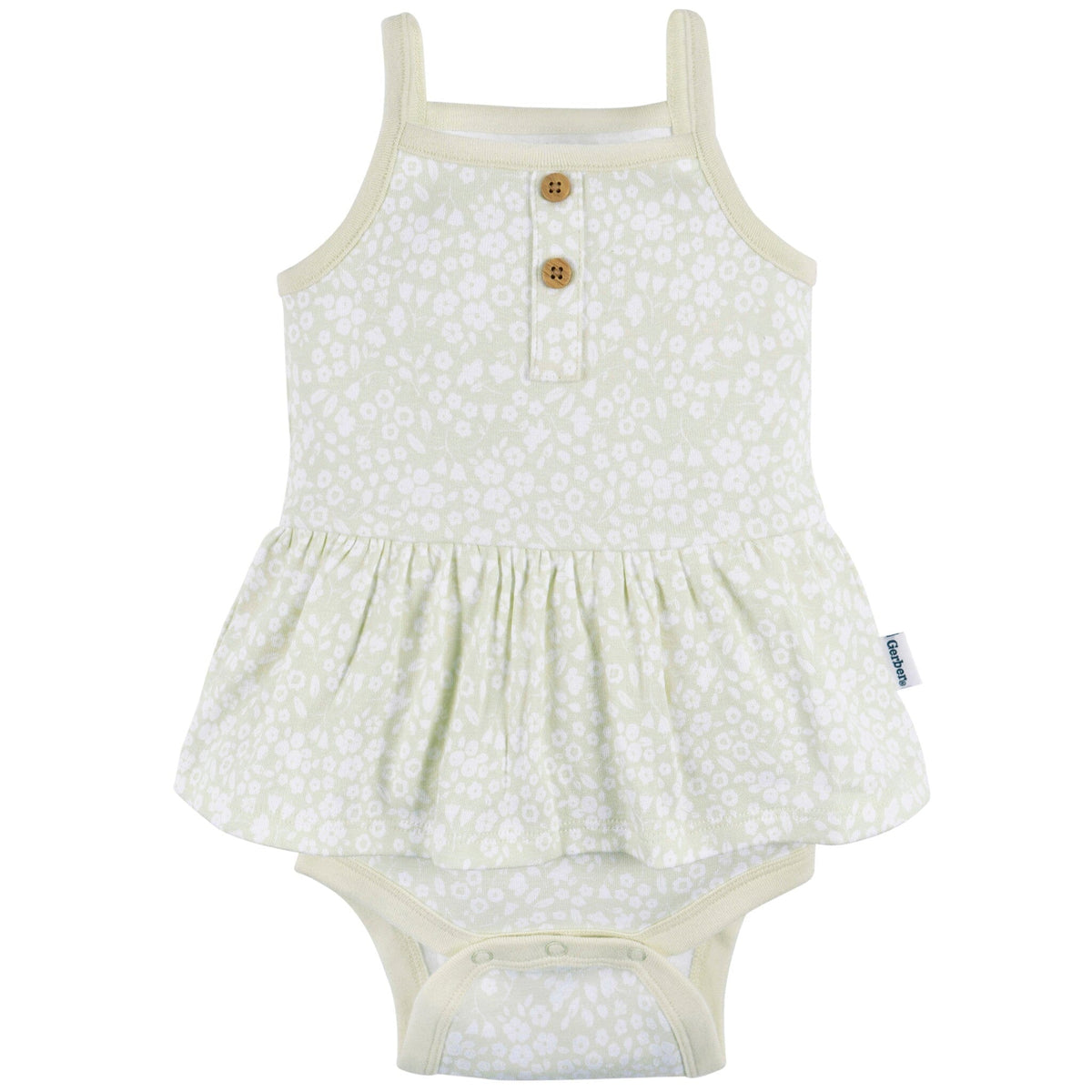 4-Pack Baby Girls Green Foral Sleeveless Onesies® Bodysuits