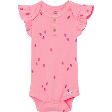 4-Pack Baby Girls Ladybug Pink Short Sleeve Bodysuits