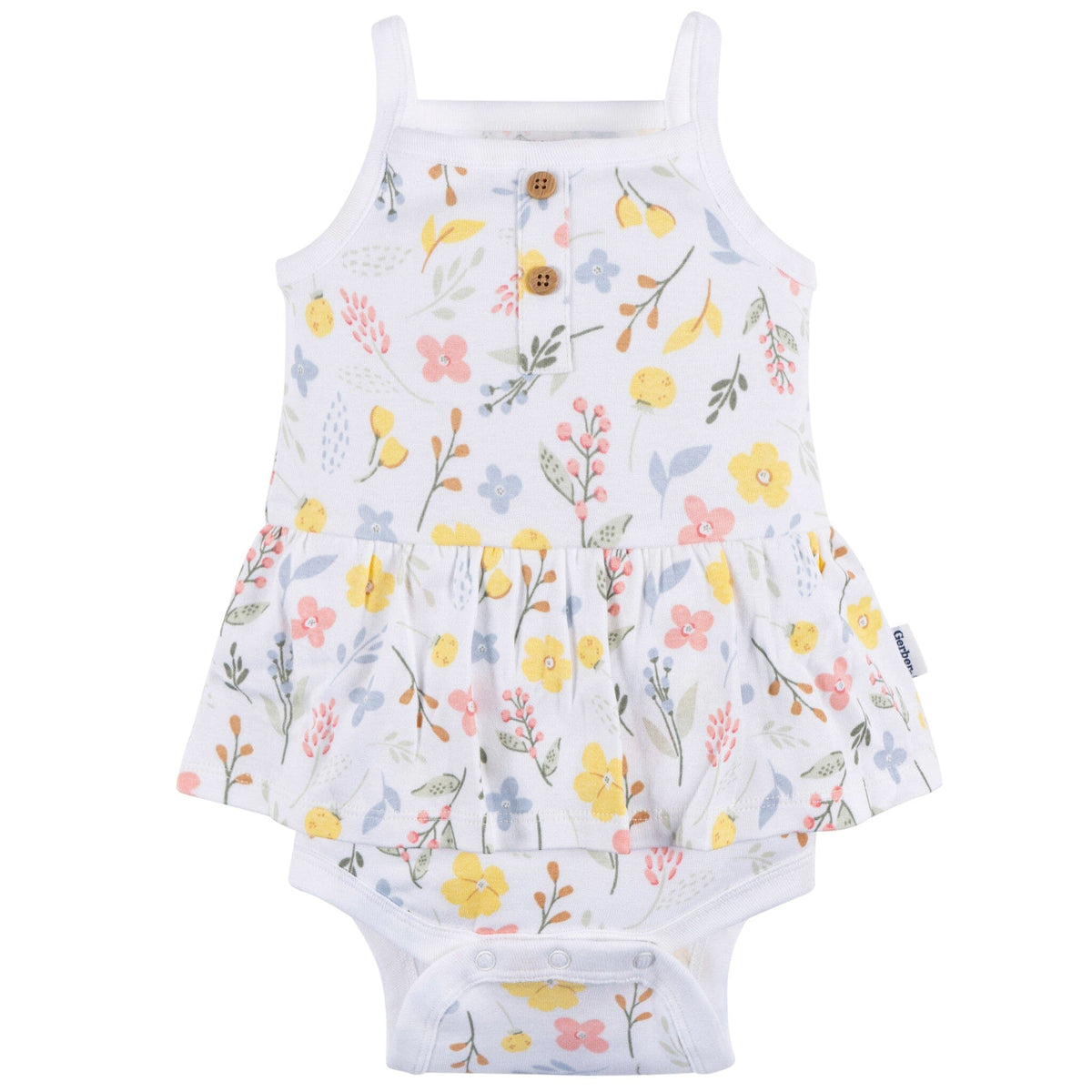 4-Pack Baby Girls White Floral Sleeveless Onesies® Bodysuits