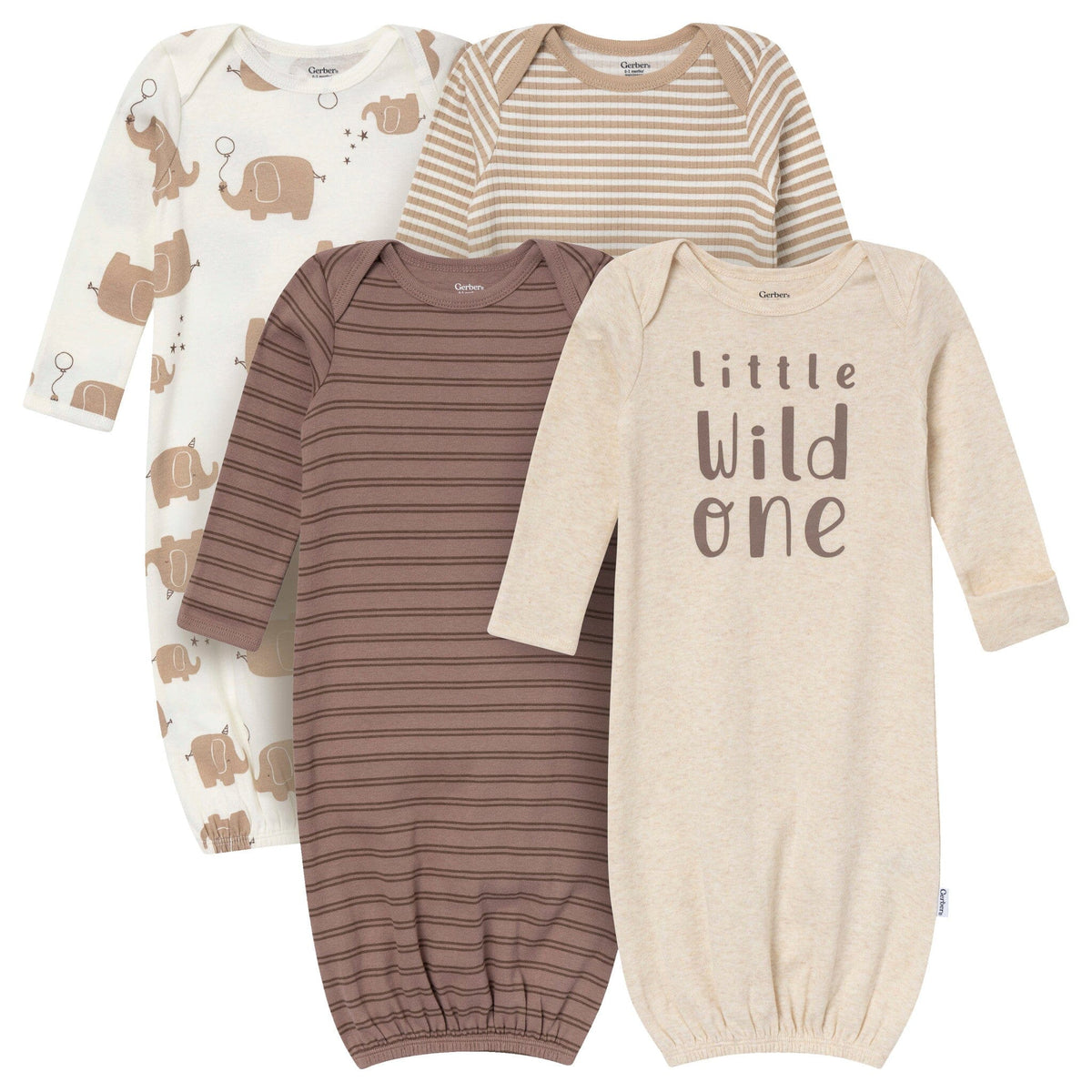 4-Pack Baby Neutral Wild One Gowns Gerber® 