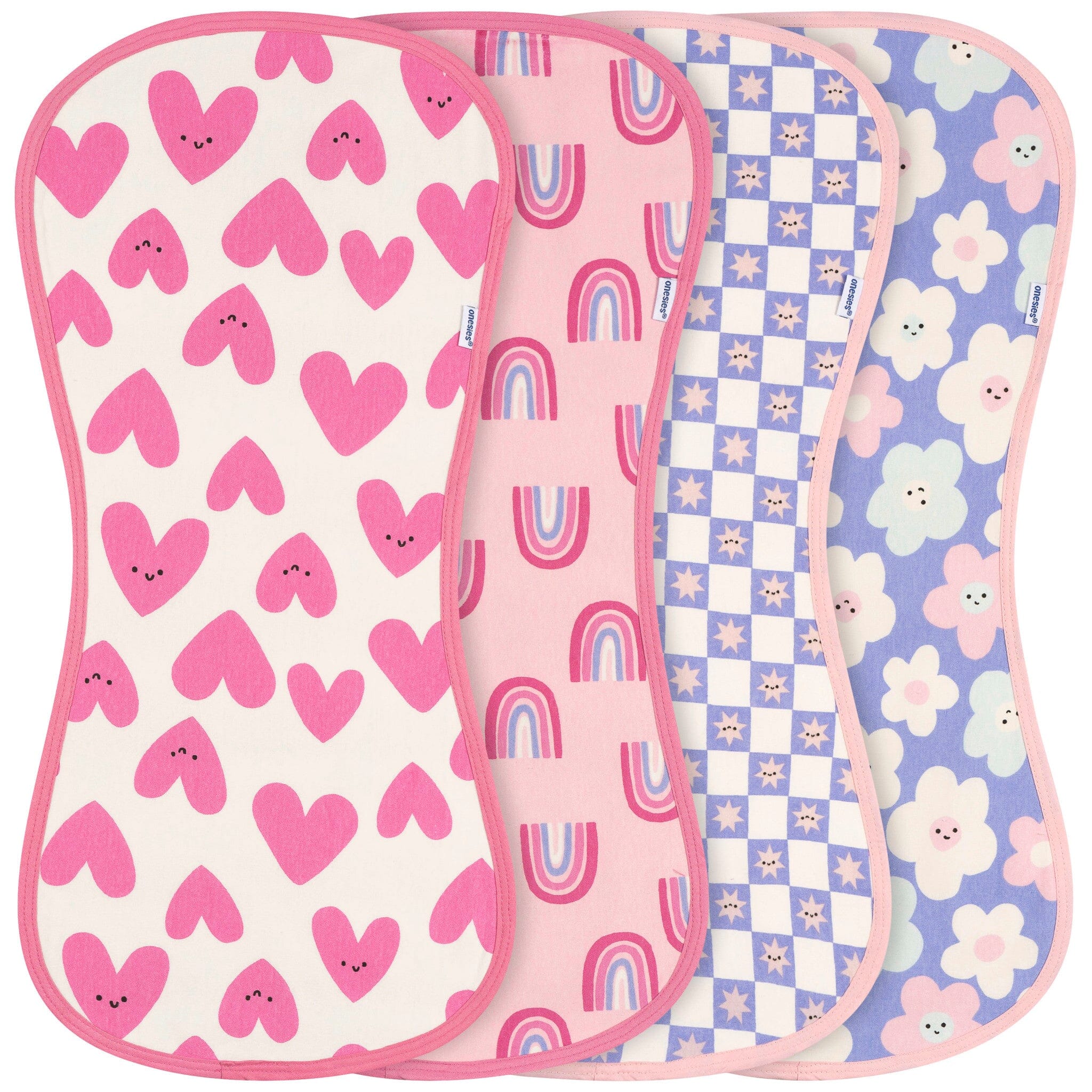 4-Piece Baby Girls Pink/Purple Burpcloth bibs Gerber® 