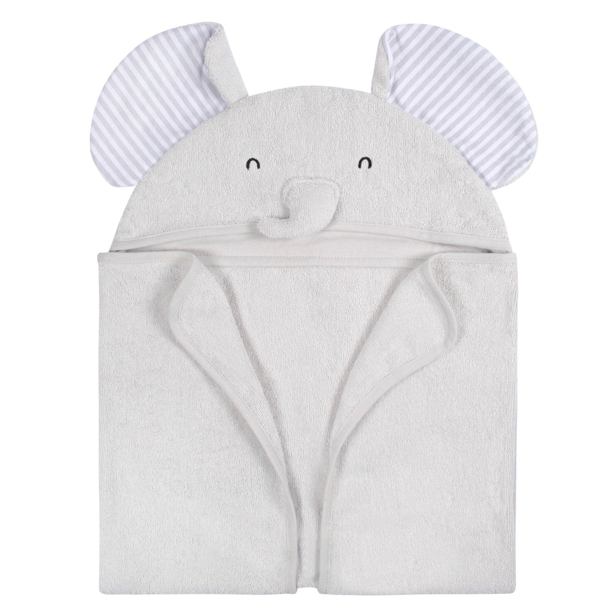 4-Piece Baby Neutral Grey Elephant Towel & Washcloths