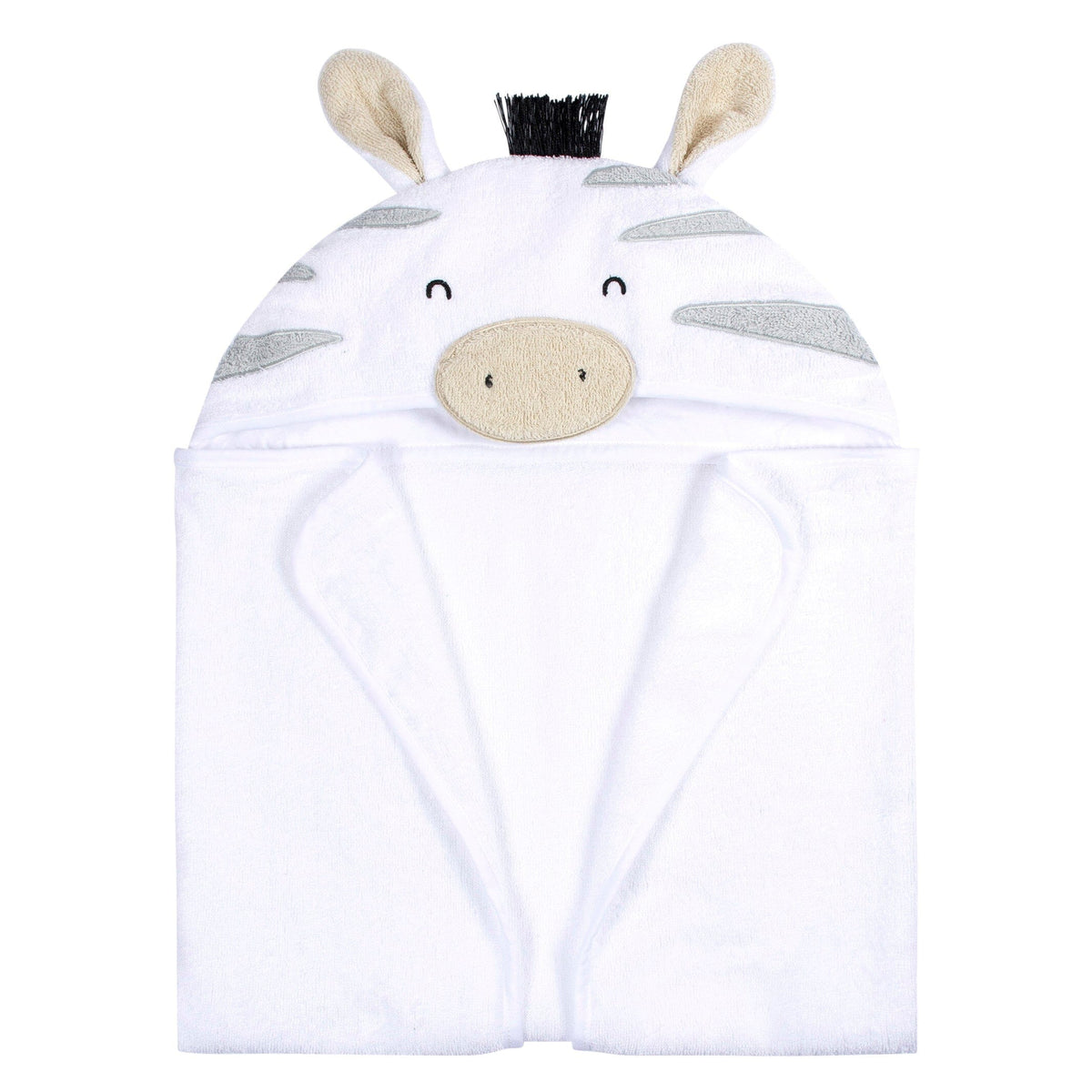4-Piece Baby Neutral Grey Zebra Towel & Washcloths