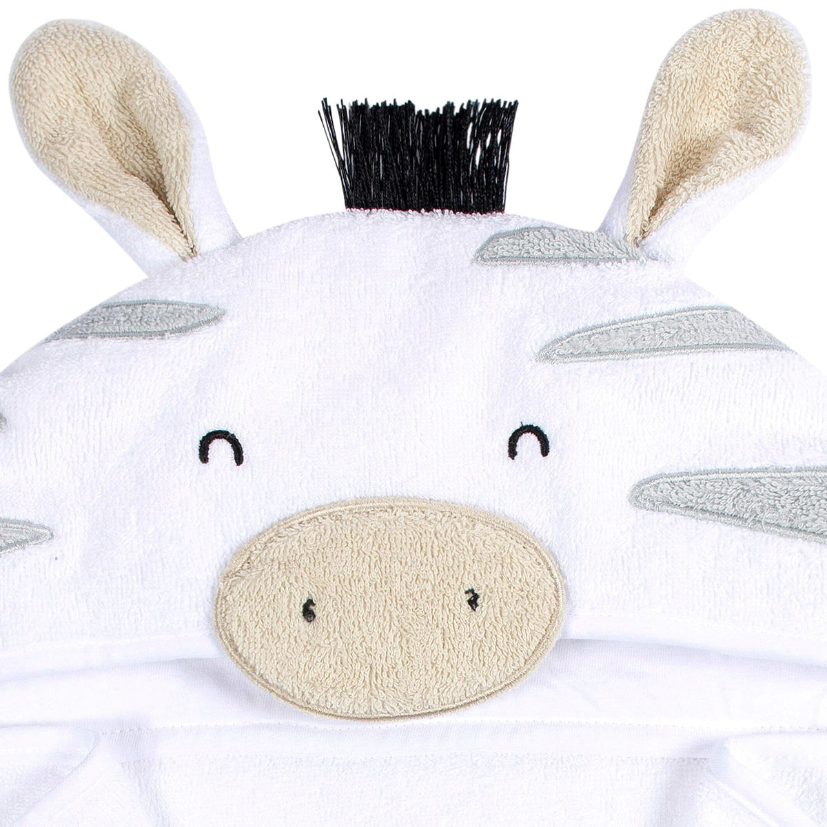 4-Piece Baby Neutral Grey Zebra Towel & Washcloths