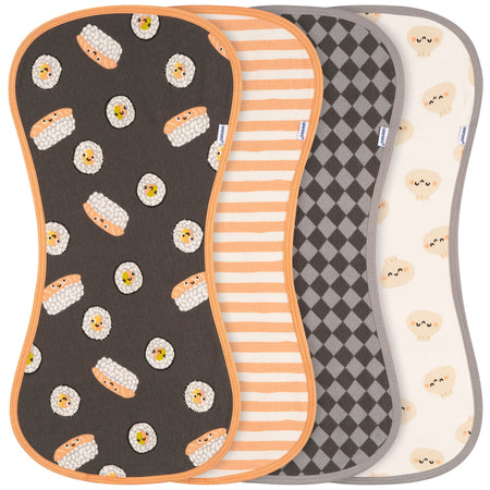 4-Pack Baby Neutral Sushi Burp Cloths
