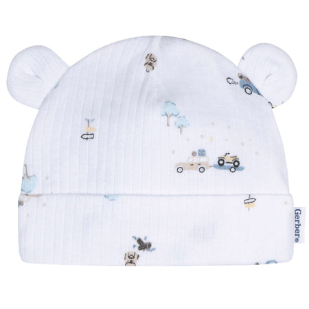 4-Piece Baby Boys Road Trip Cap and Mitten Set