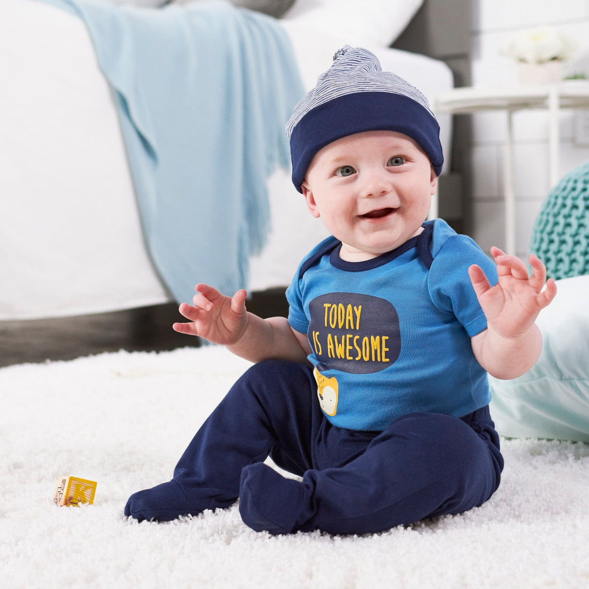 4-Piece Baby Boys Fox Sleep 'N Play, Onesie®, Pant, Cap Set