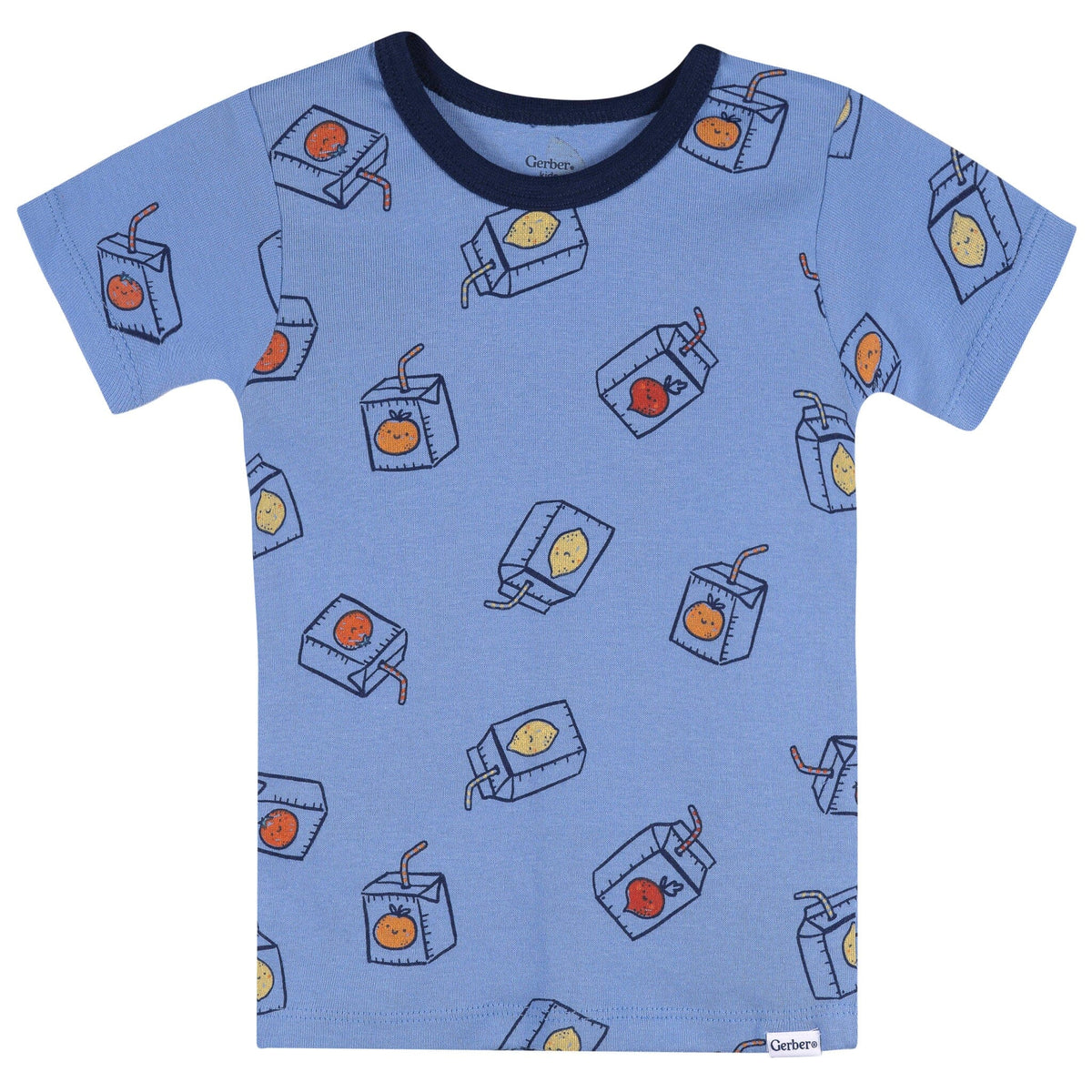 4-Piece Infant & Toddler Boys Blue Juice Box Cotton Pajama Short Set sleepwear Gerber® 