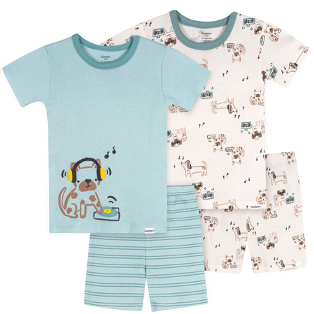 4-Piece Infant & Toddler Boys Musical Dog Top & Shorts Pajama Set