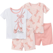 4-Piece Baby & Toddler Girls Ballet Slippers Top and Shorts Sets