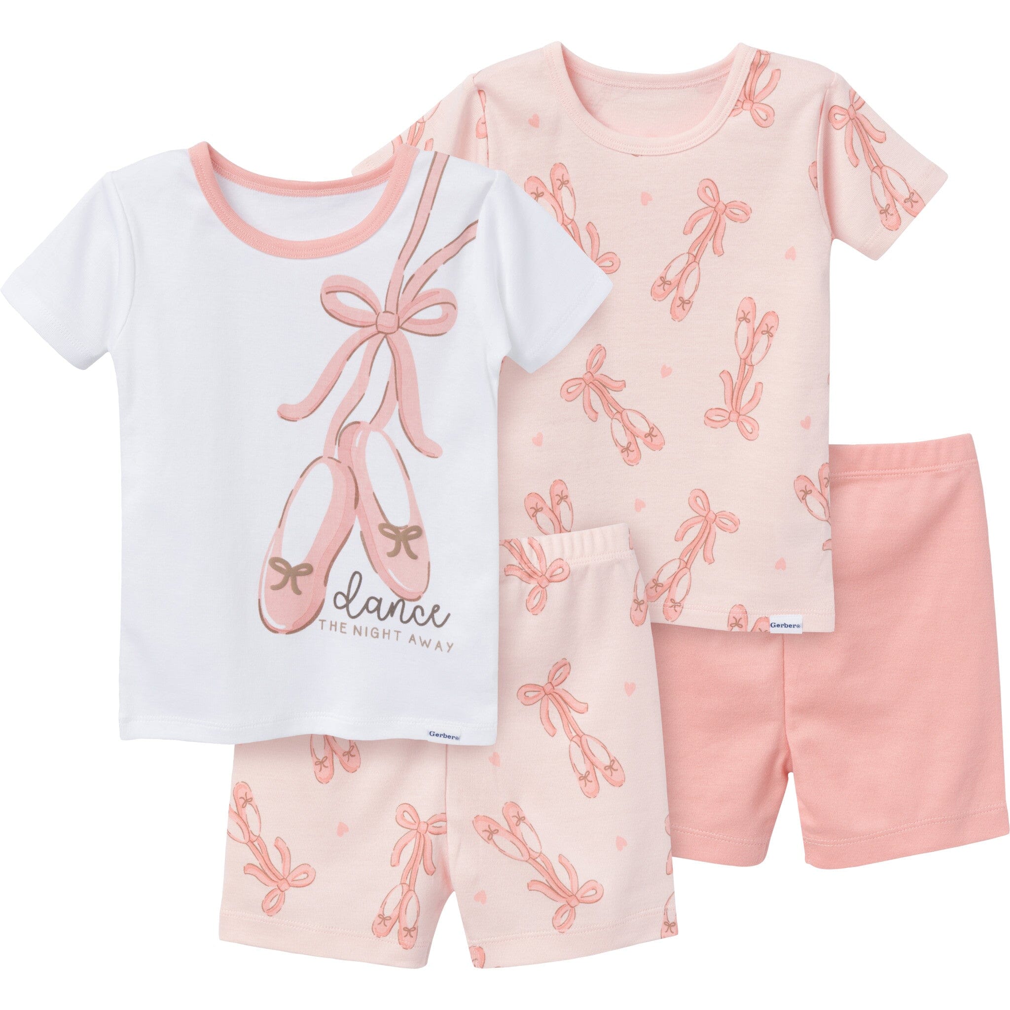 4-Piece Baby & Toddler Girls Ballet Slippers Top and Shorts Sets