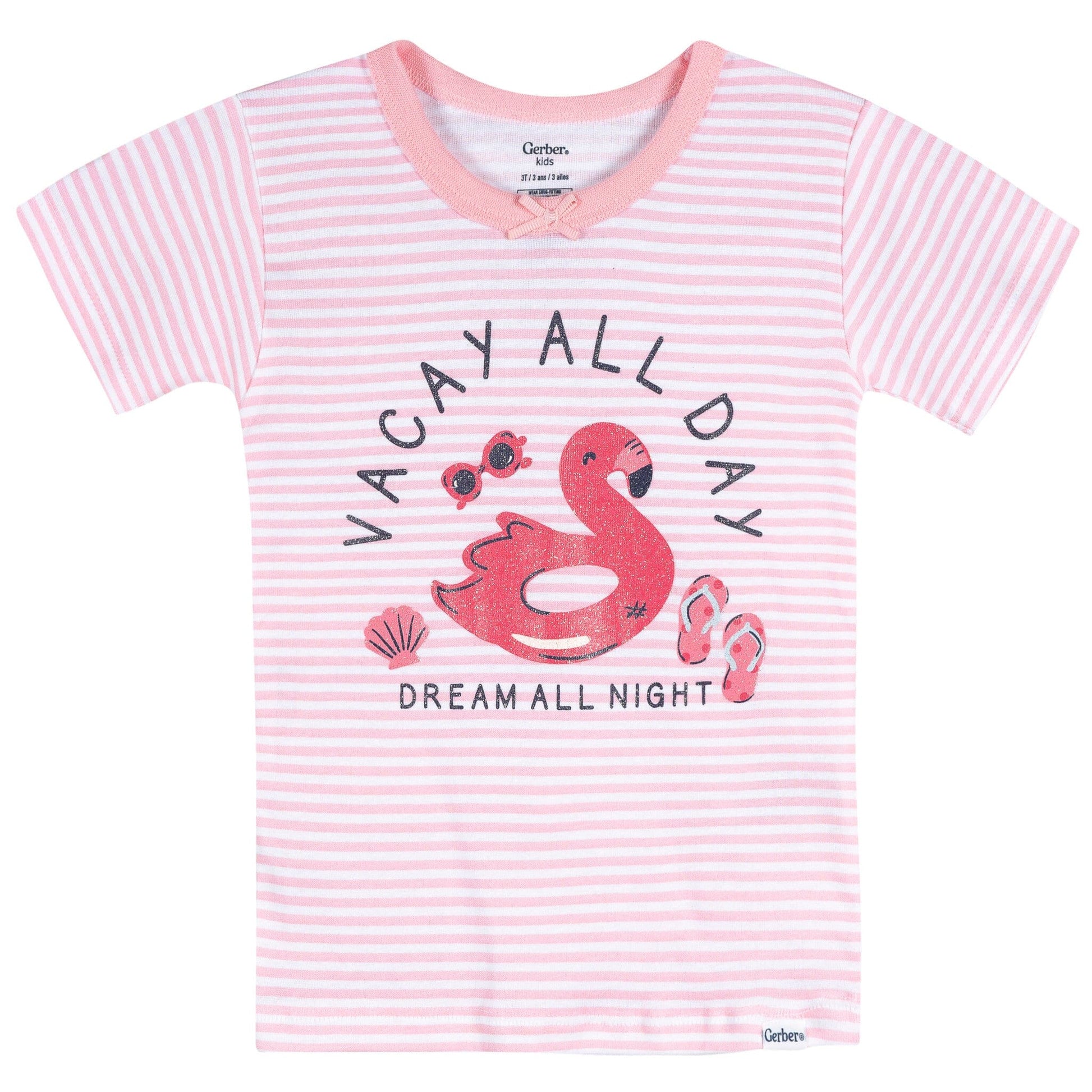 4-Piece Infant & Toddler Girls Flamingo Floatie Cotton Pajama Short Set sleepwear Gerber® 