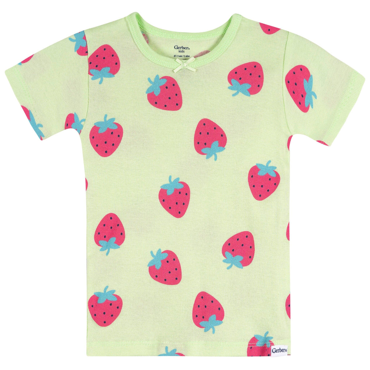4-Piece Infant & Toddler Girls Pink and Green Strawberries Cotton Pajama Short Set sleepwear Gerber® 