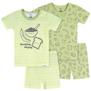 4-Piece Infant & Toddler Neutral Blue Naptime Cotton Pajama Short Set sleepwear Gerber® 